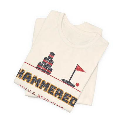 Cream crewneck T-shirt with 'HAMMERED' Gulf & Beer Club graphic