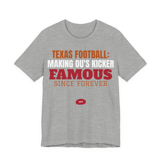 Athletic heather gray tee with Texas Football 'Famous Since Forever' graphic