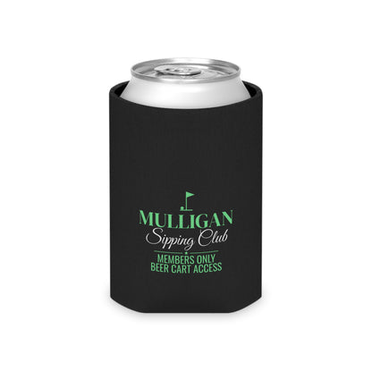 Black insulated can cooler with green Members only beer cart access logo.