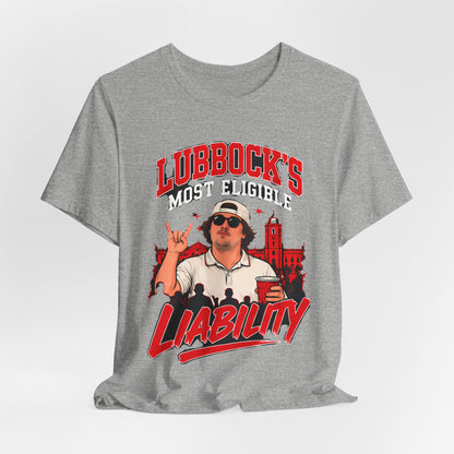 Athletic heather gray crew-neck T-shirt with bold red and white front graphic