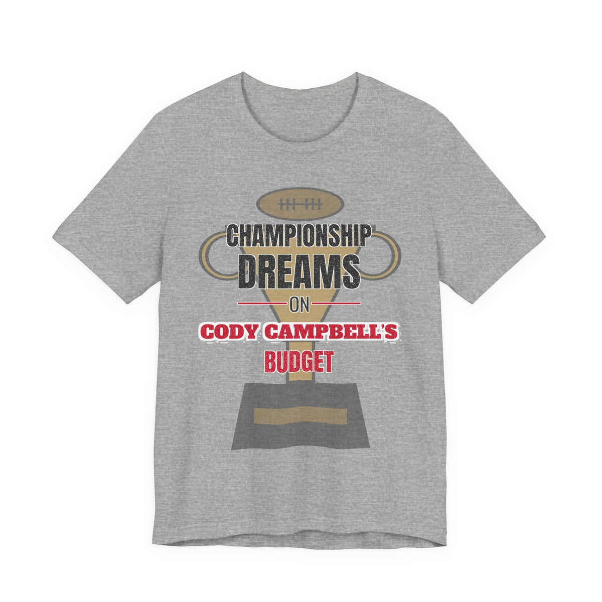 Athletic heather graphic T-shirt with football-helmet 'Championship Dreams' logo