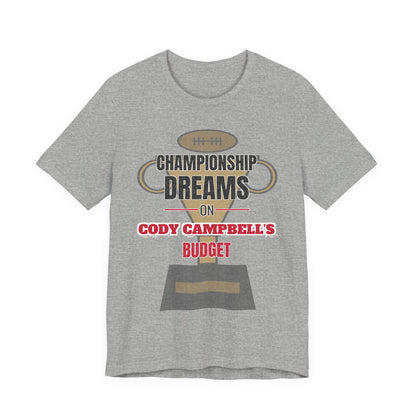 Athletic heather graphic T-shirt with football-helmet 'Championship Dreams' logo