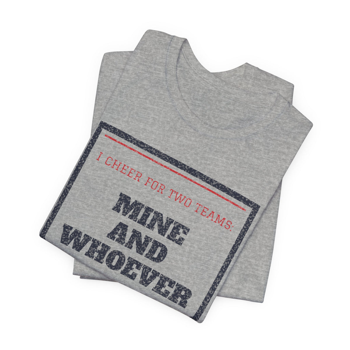 Gray heather crew-neck t-shirt with Mine and Whoever rival graphic