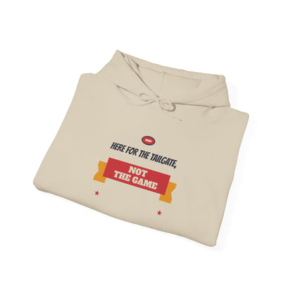 Beige funny college hoodie with front “Not the Game” graphic