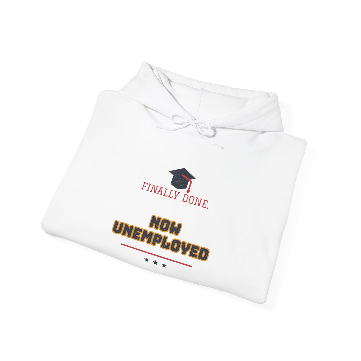 White hoodie with front slogan print and drawstring hood