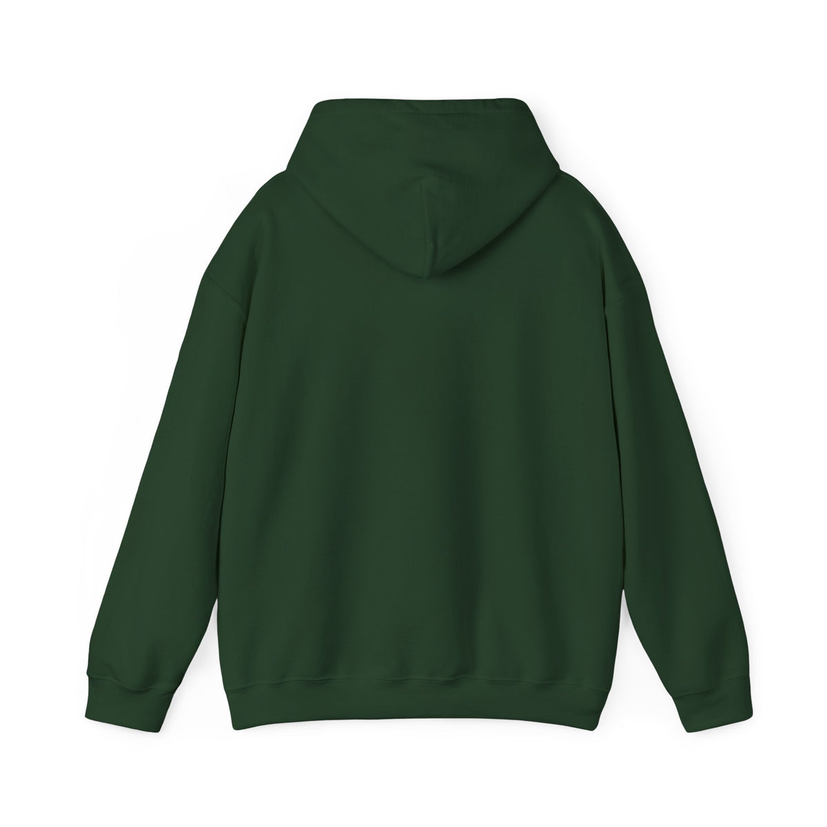 Forest green funny college hoodie with hood and kangaroo pocket, long sleeves