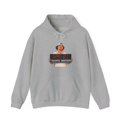 Sport grey pullover hoodie with chest graphic and front pouch pocket