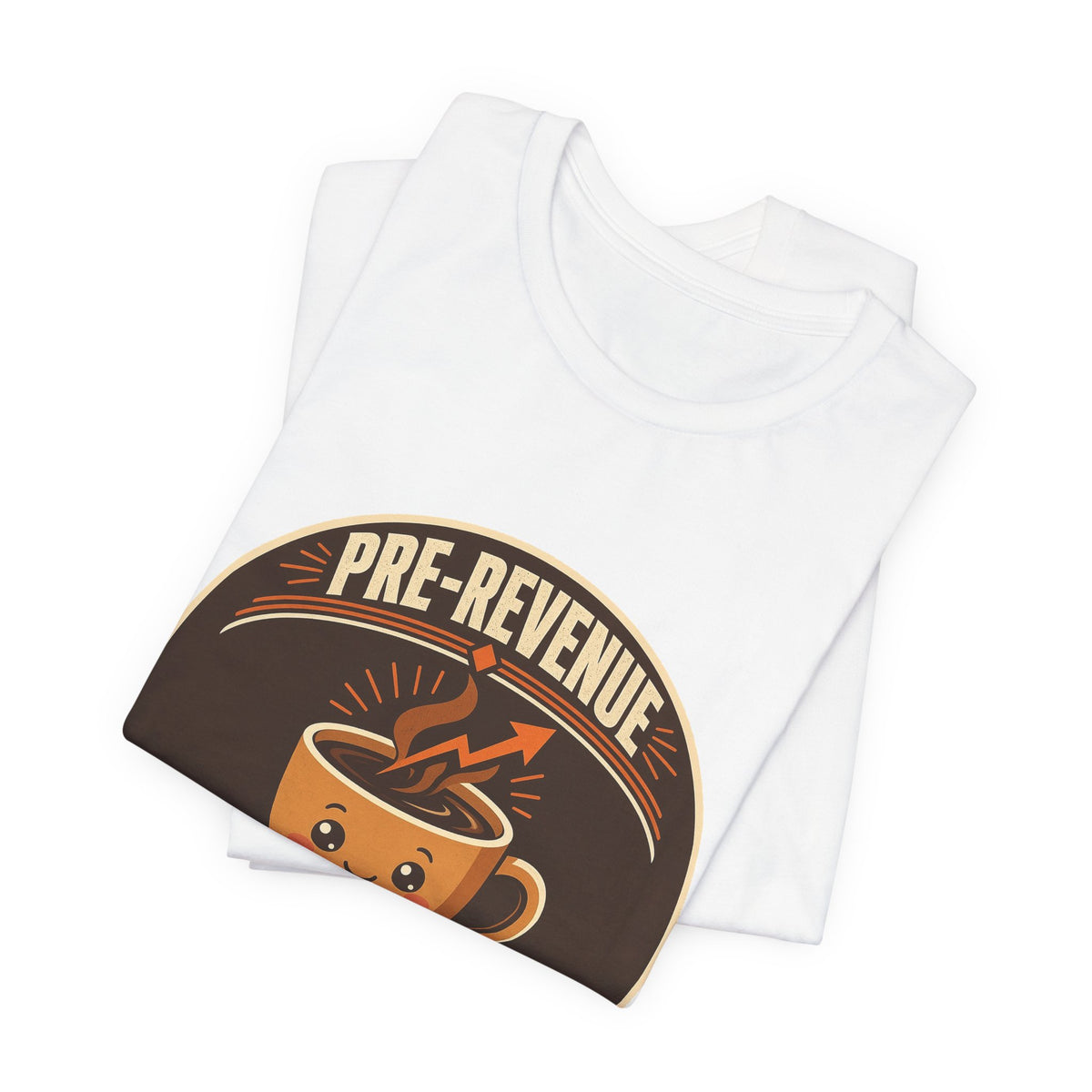 White T-shirt stack with circular coffee mug graphic