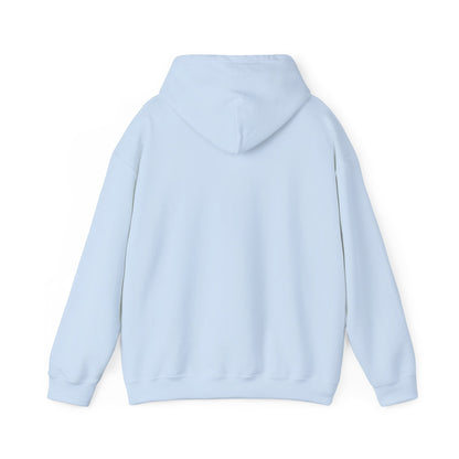 Light blue pullover hoodie with hood and front pouch pocket