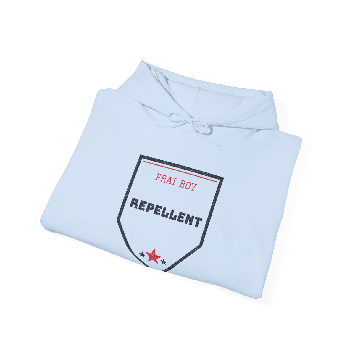 Light blue hoodie with chest graphic reading “FART BOY REPELLENT”