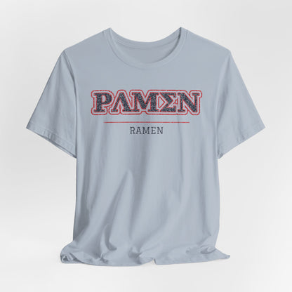 Light blue T-shirt with PAMEN logo and RAMEN wordmark at chest