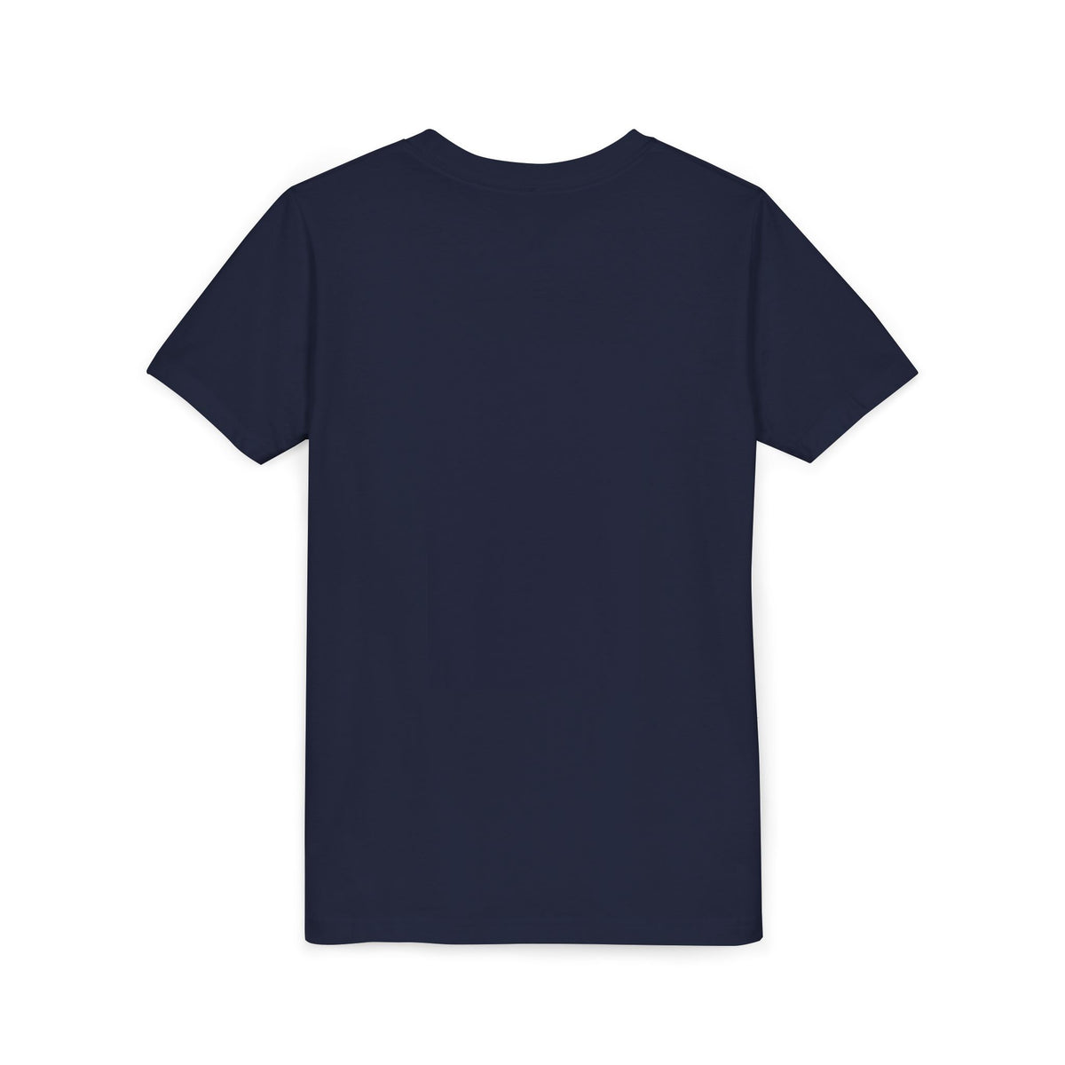 Kids navy crewneck tee, short sleeves, plain front