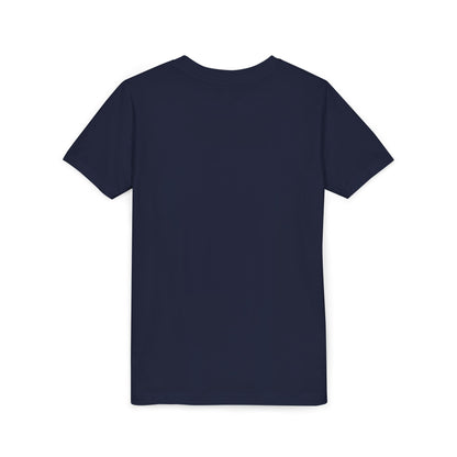 Kids navy crewneck tee, short sleeves, plain front