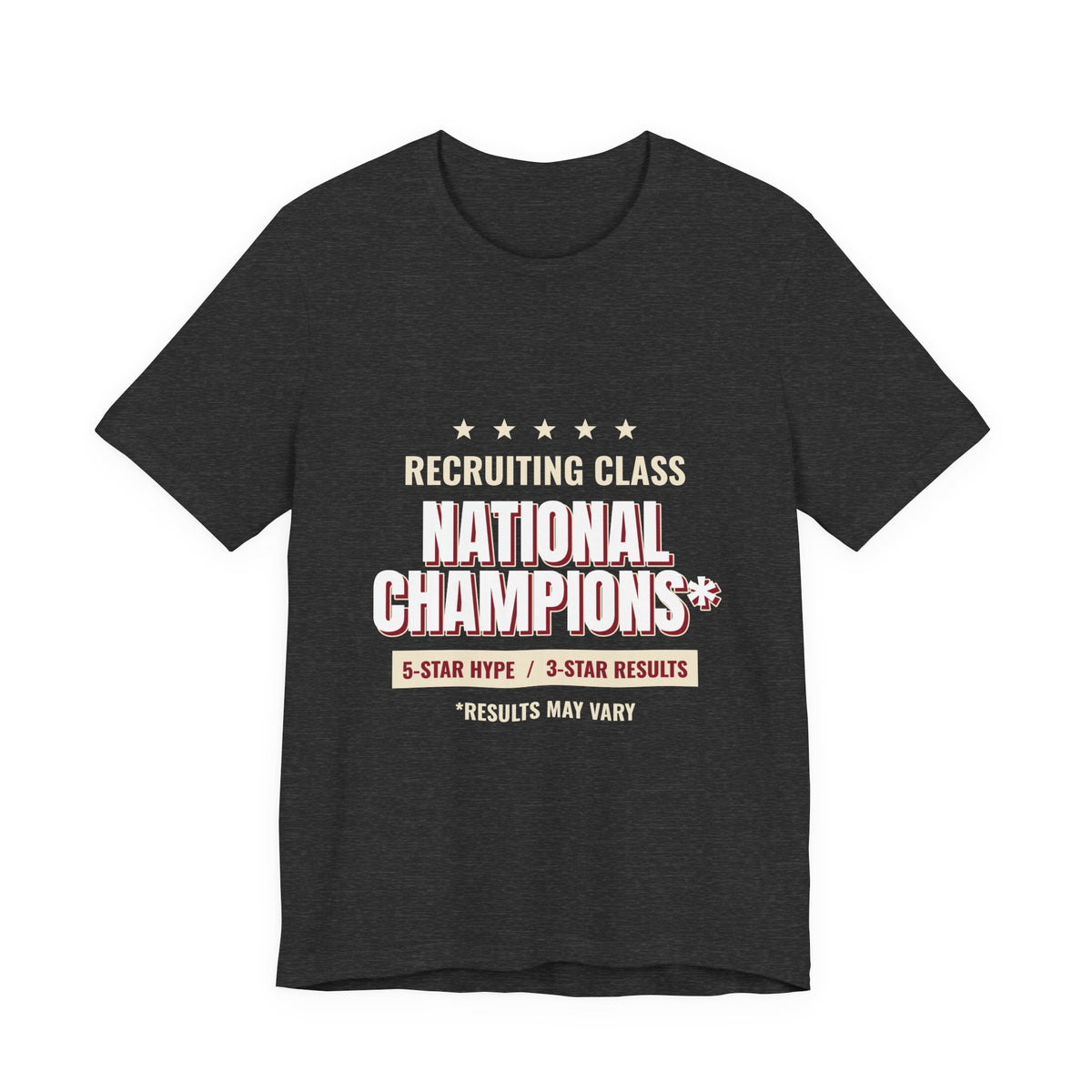 Dark grey heather recruiting class tee with National Champions graphic