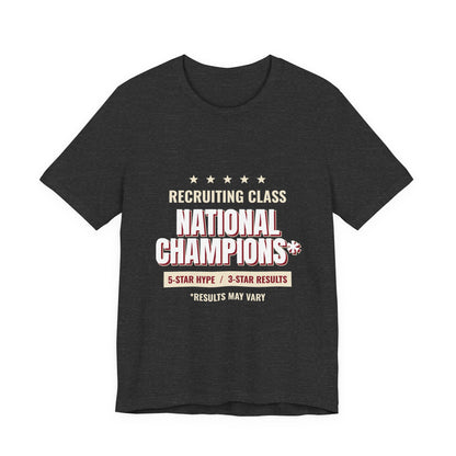 Dark grey heather recruiting class tee with National Champions graphic