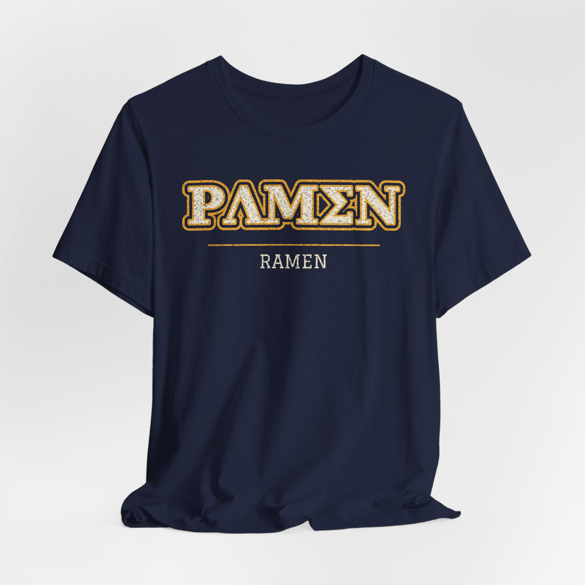 Navy T-shirt with PAMEN logo and RAMEN wordmark at chest