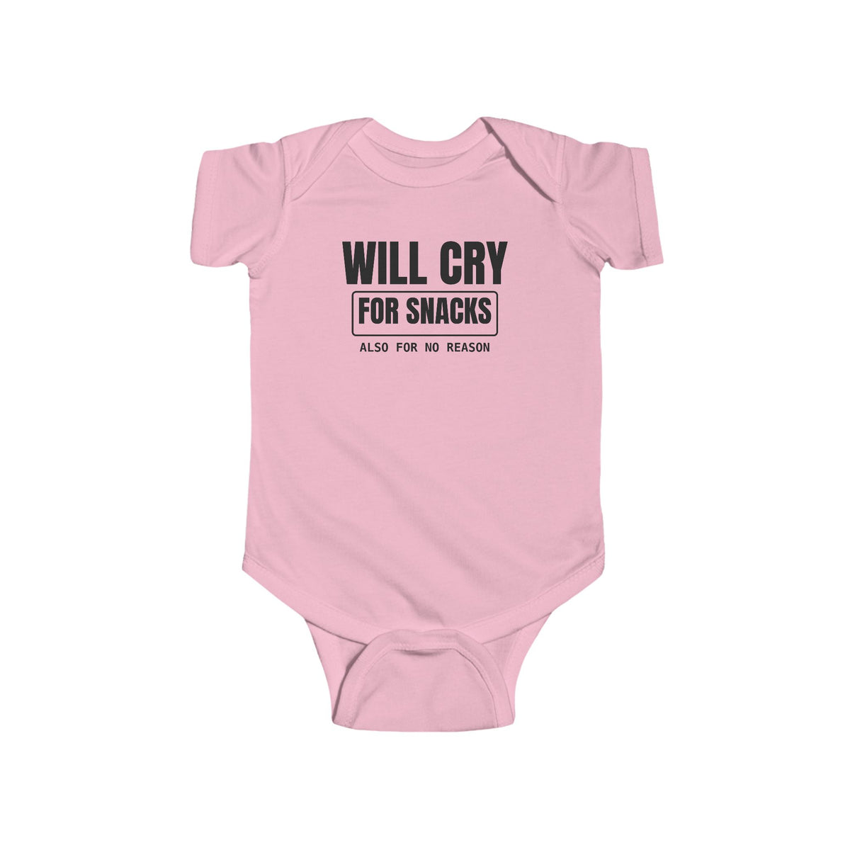 Will Cry For Snacks Funny Baby Onesie