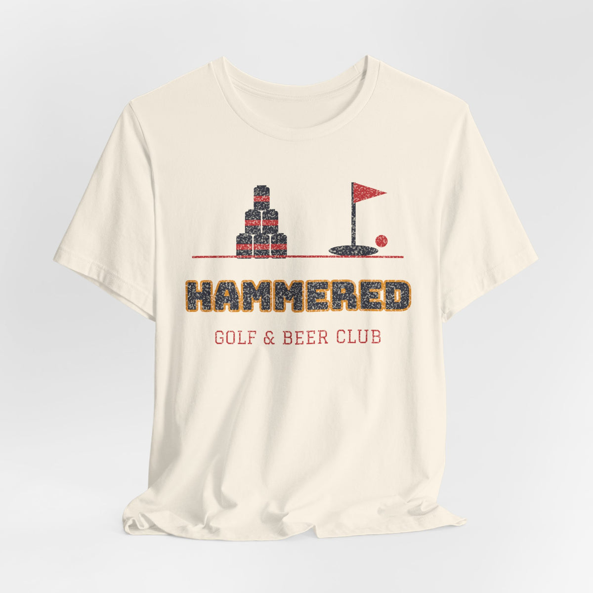 Cream crewneck T-shirt with 'HAMMERED' Gulf & Beer Club front graphic