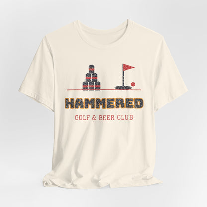Cream crewneck T-shirt with 'HAMMERED' Gulf & Beer Club front graphic