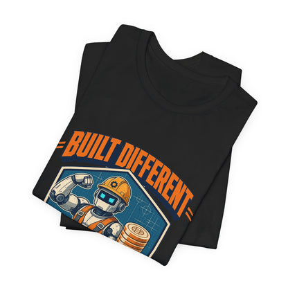 Black T-shirt stack with crew neck and partial astronaut chest graphic