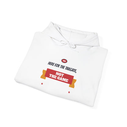 White funny college hoodie with front graphic and hood drawstring