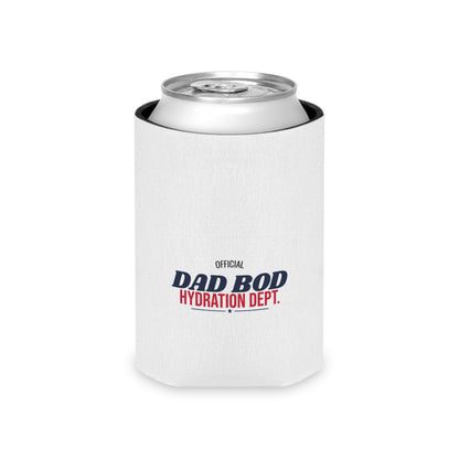 White can cooler with can inside and 'Official Dad Bod Hydration Dept.' logo