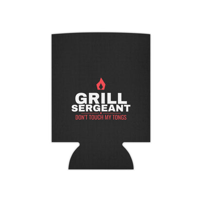 Black koozie with red flame logo and 'GRILL SERGEANT' text on front