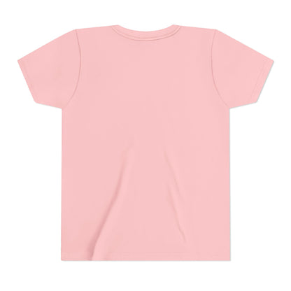 Kids pink crewneck t-shirt, plain front with short sleeves