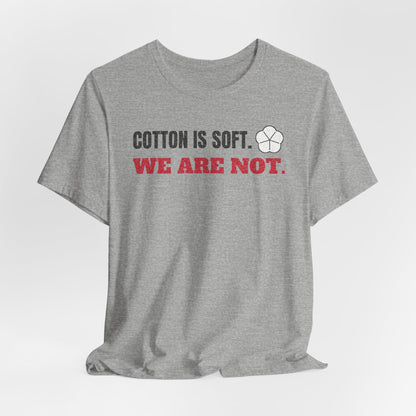 Heather gray cotton T-shirt with centered slogan and small fist icon graphic