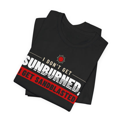 Black crew-neck T-shirt stack with large white/red slogan graphic and sun icon