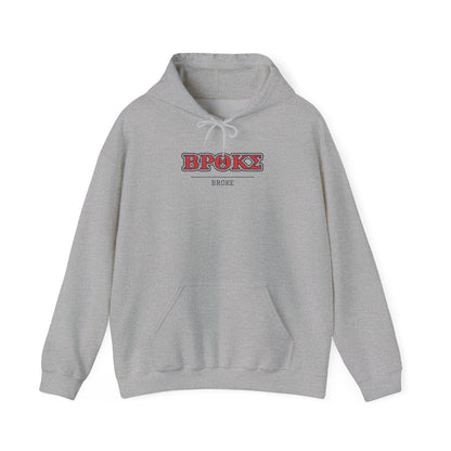 Light gray pullover hoodie with front "BPOKS" graphic and kangaroo pocket