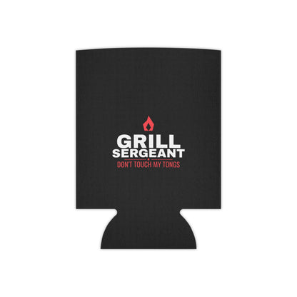Black koozie with centered red flame logo and 'GRILL SERGEANT' lettering