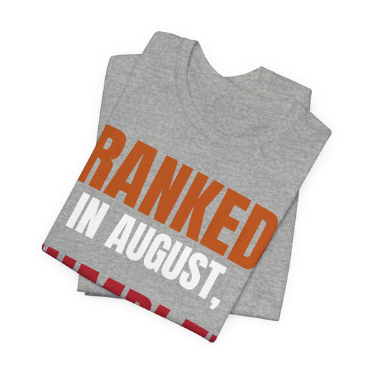 Athletic heather tee flat lay with large “RANKED…HUMBLED…” graphic