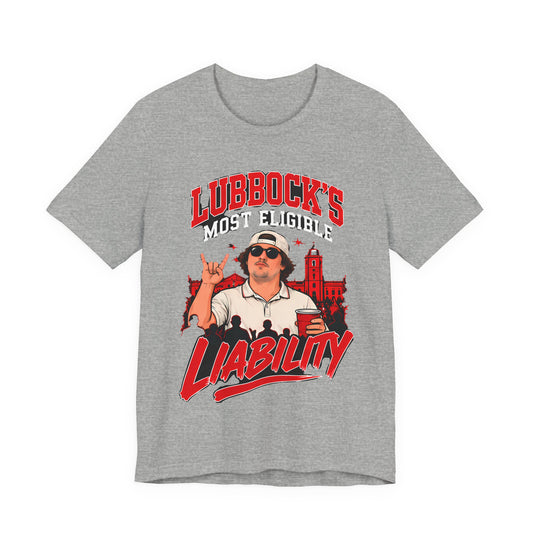 Athletic heather gray crew-neck T-shirt with large red and white front graphic