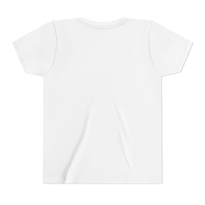 White kids crewneck tee, plain back view with short sleeves