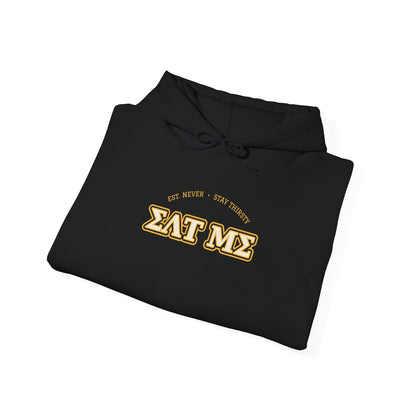 Black hoodie with “EAT ME” graphic logo and front drawstring hood
