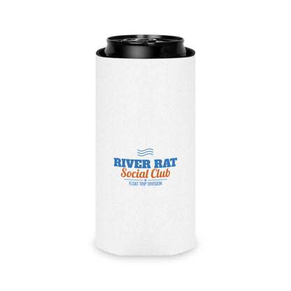 White foam can holder with River Rat Social Club logo and Float Trip Division text