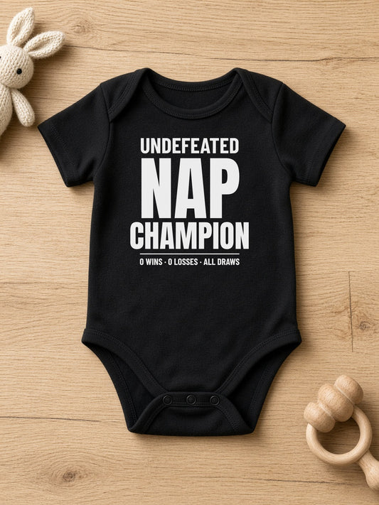 Undefeated Nap Champion Funny Baby Onesie